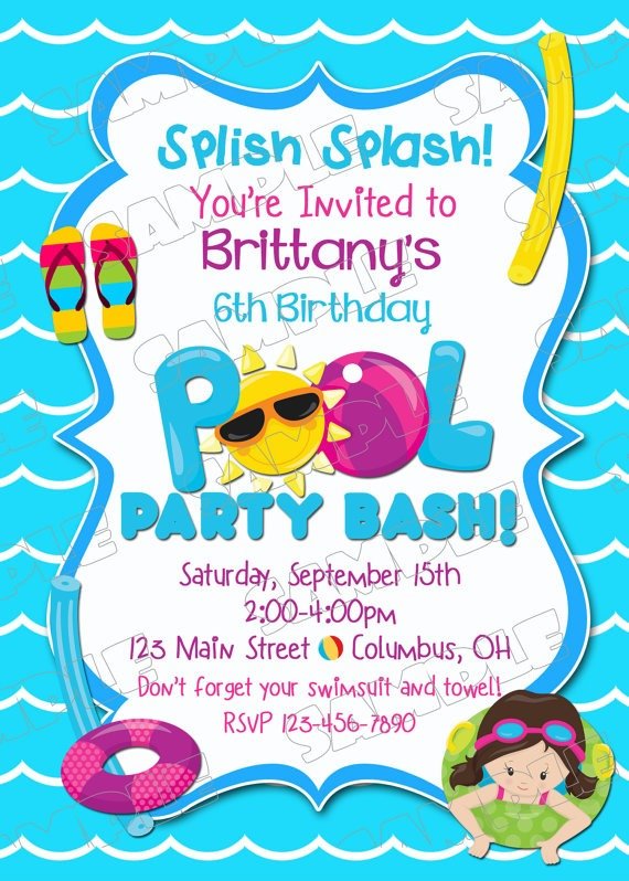 Pool Party Invitation Swim Lovely Birthday Pool Party Invitations