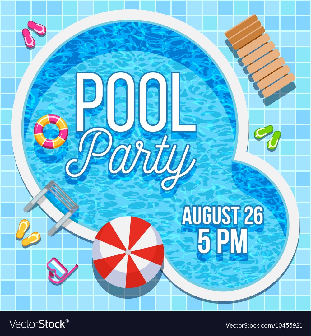 Summer Party Invitation With Swimming Pool Vector Image