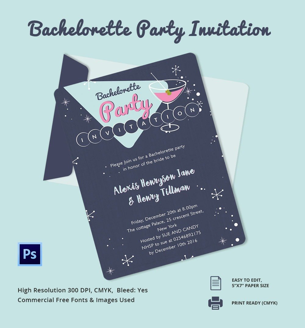 Superb Bachelorette Party Invitation Templates 76 About Card