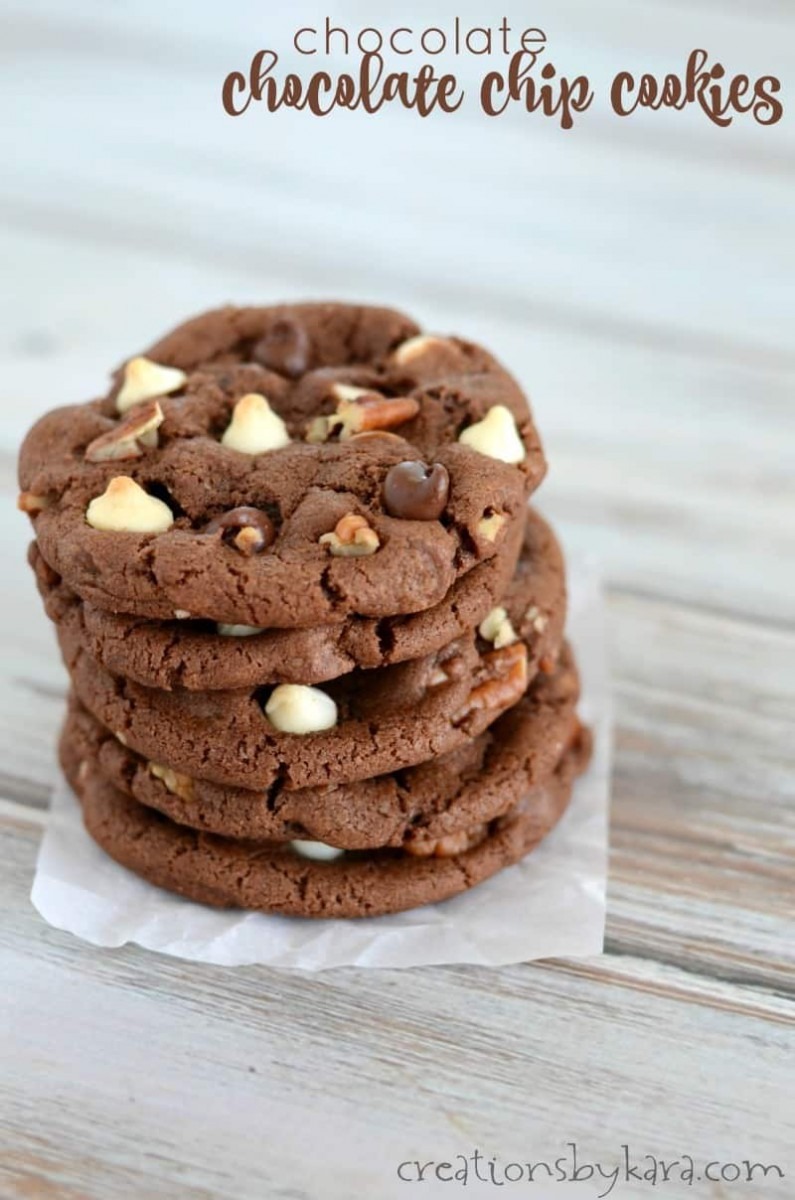 Triple Chocolate Chocolate Chip Cookies