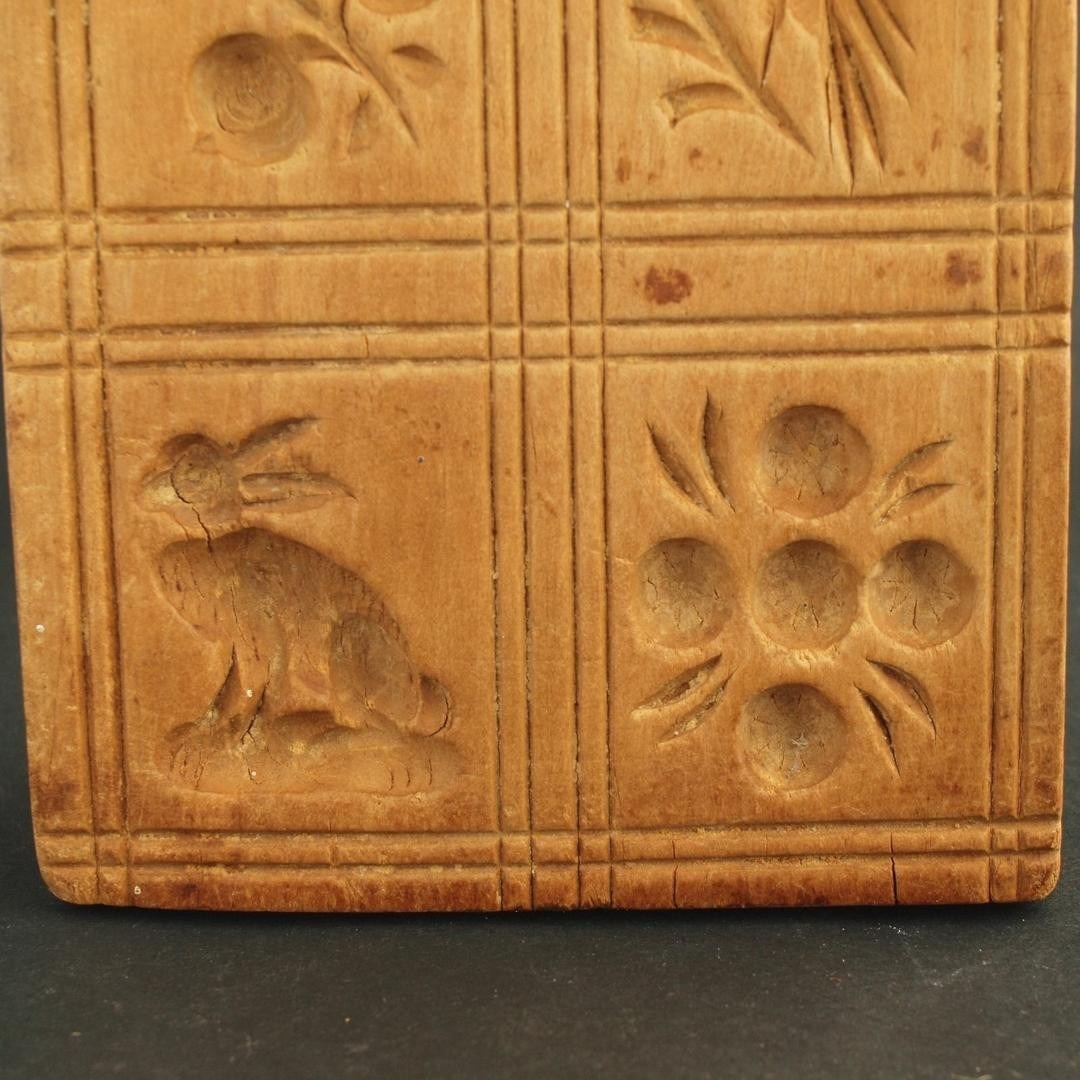 Vintage Wooden Springerle Cookie Mold 6 Motifs Bird Rabbit Fish
