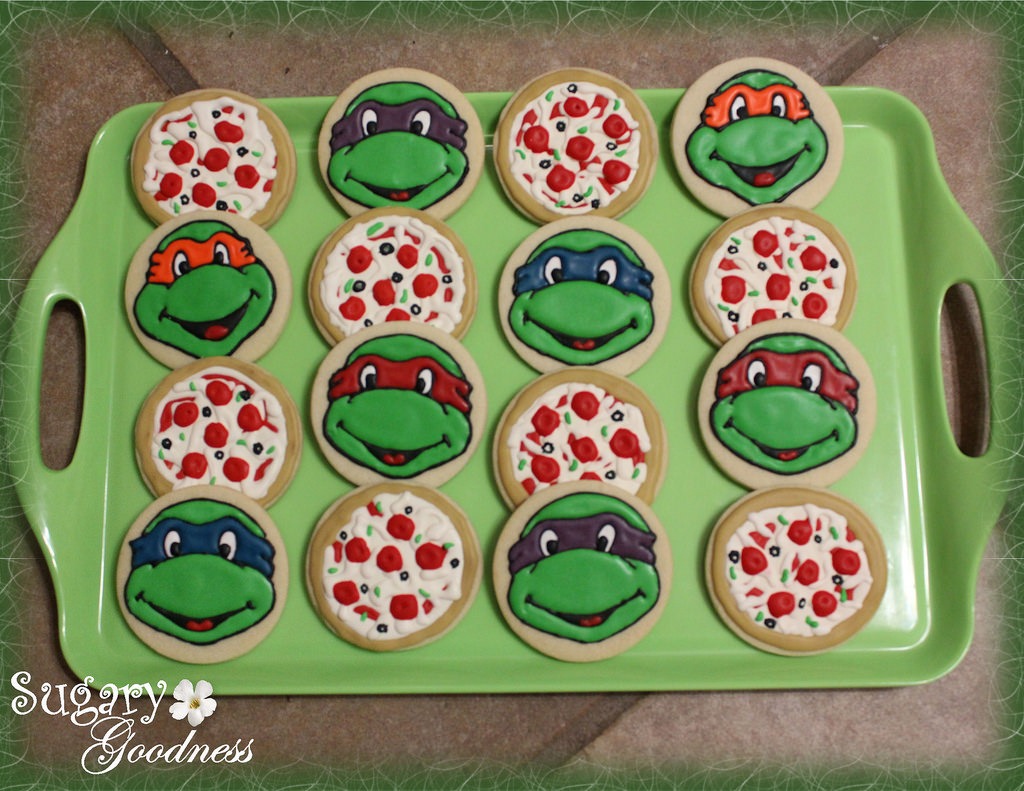 Ninja Turtle And Pizza Cookies