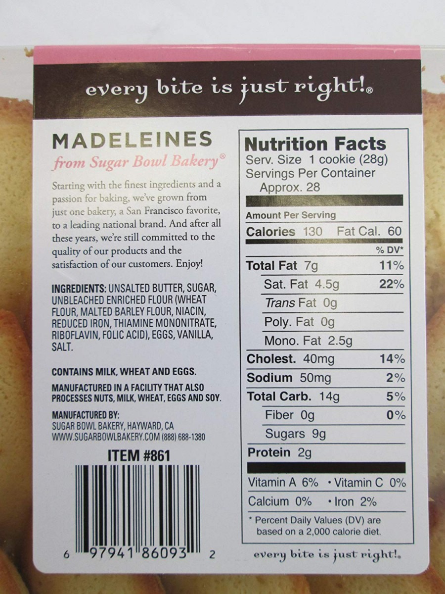 Sugarbowl Bakery All Natural Madeleines  2 Pack Of 28 Oz