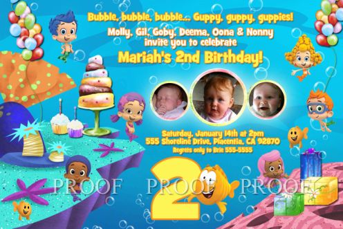 Untitled Layer X Nice Bubble Guppies Party Invitations