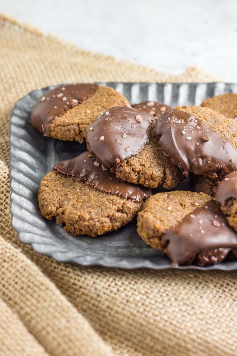 Chocolate Dipped Almond Butter Cookies (paleo)