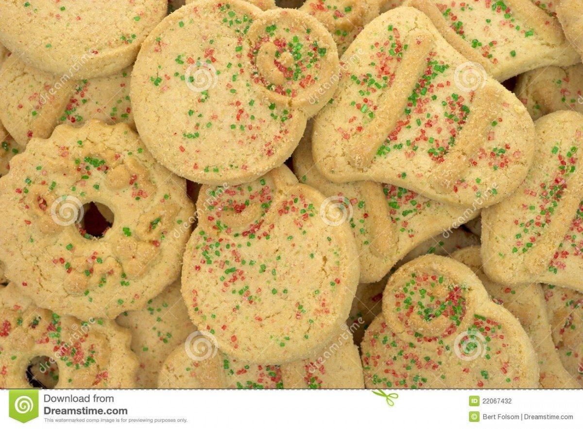 Close View Of Christmas Butter Cookies Stock Photo