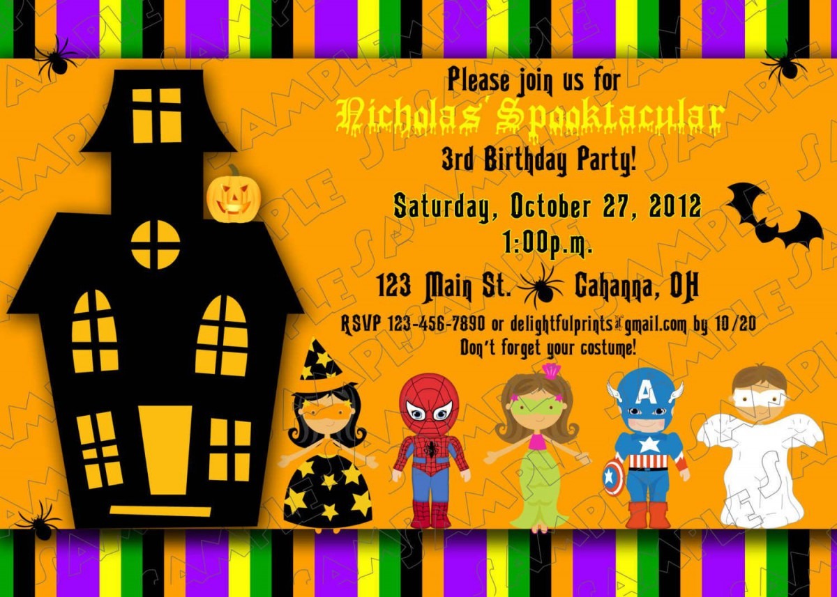 Halloween Kids Birthday Party Invitations
