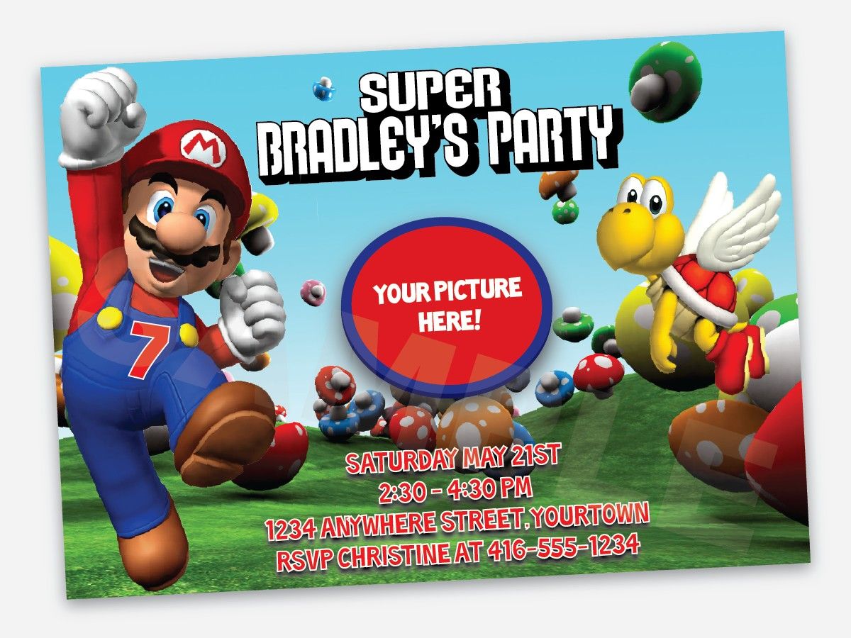 Super Mario Birthday Invitations For James