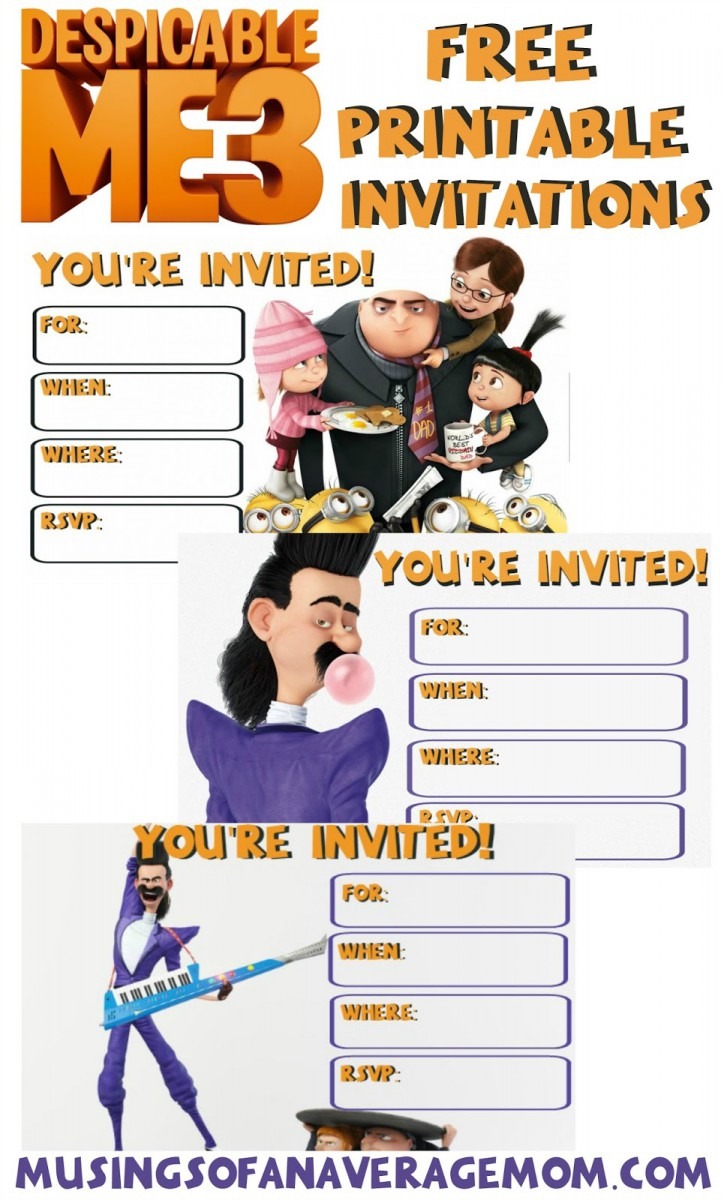 Musings Of An Average Mom  Despicable Me 3 Invitations
