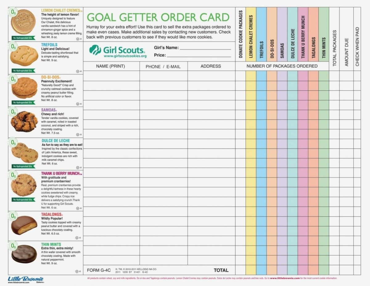 Girl Scout Cookie Sheet Printable