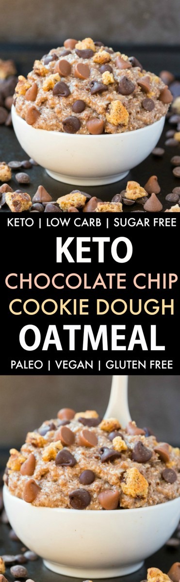 Healthy Low Carb Keto Chocolate Chip Cookie Dough Oatmeal (paleo