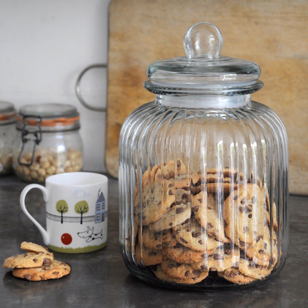 Unthinkable Large Glass Cookie Jar Ridged Biscuit Rex London