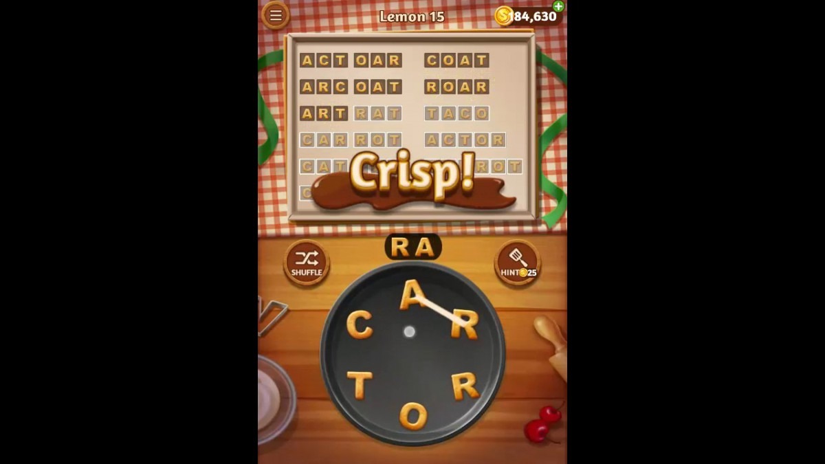 Word Cookies Lemon Pack Level 15 Answers