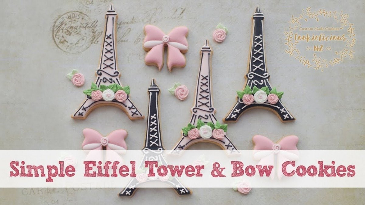 Simple Eiffel Tower & Bow Cookies