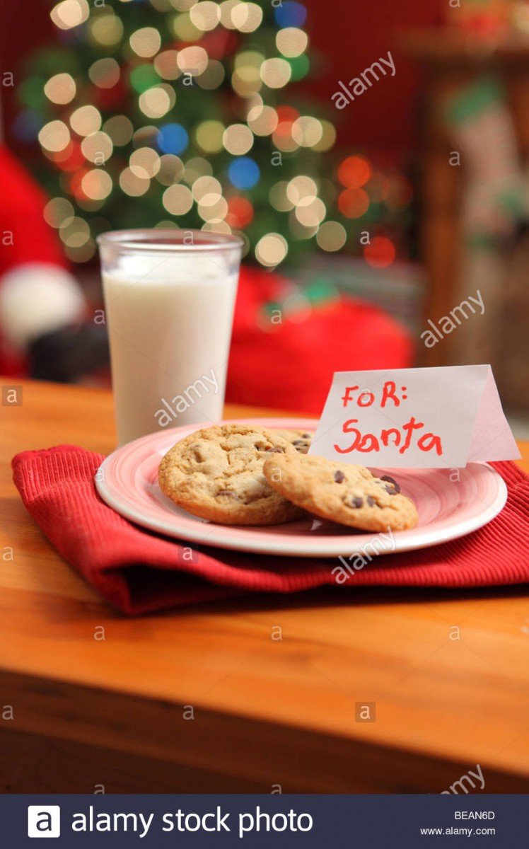 Milk And Cookies For Santa Claus Stock Photo  26051717