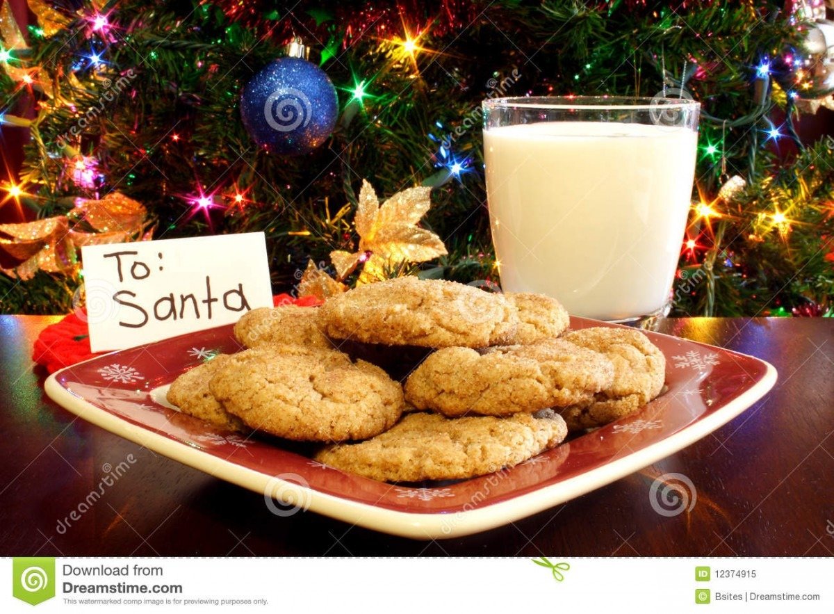 Milk And Cookies For Santa Stock Image  Image Of Sugar