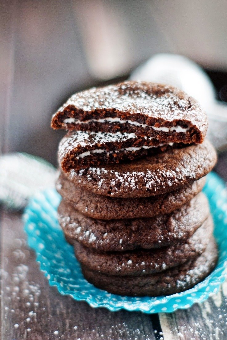 Peppermint Patty Stuffed Chocolate Cookies