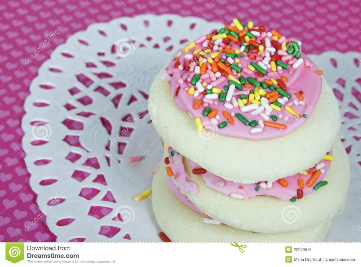 Pink Icing On Sugar Cookies Stock Image