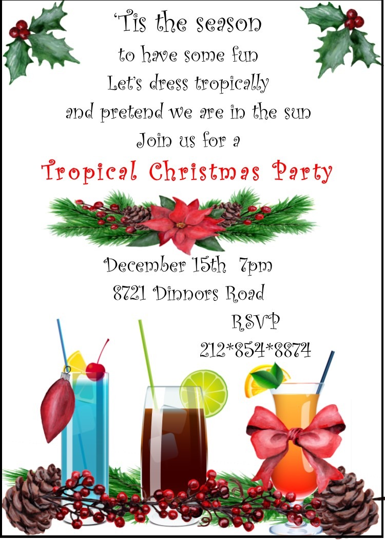Christmas   Holiday Tropical Party Invitations 2019
