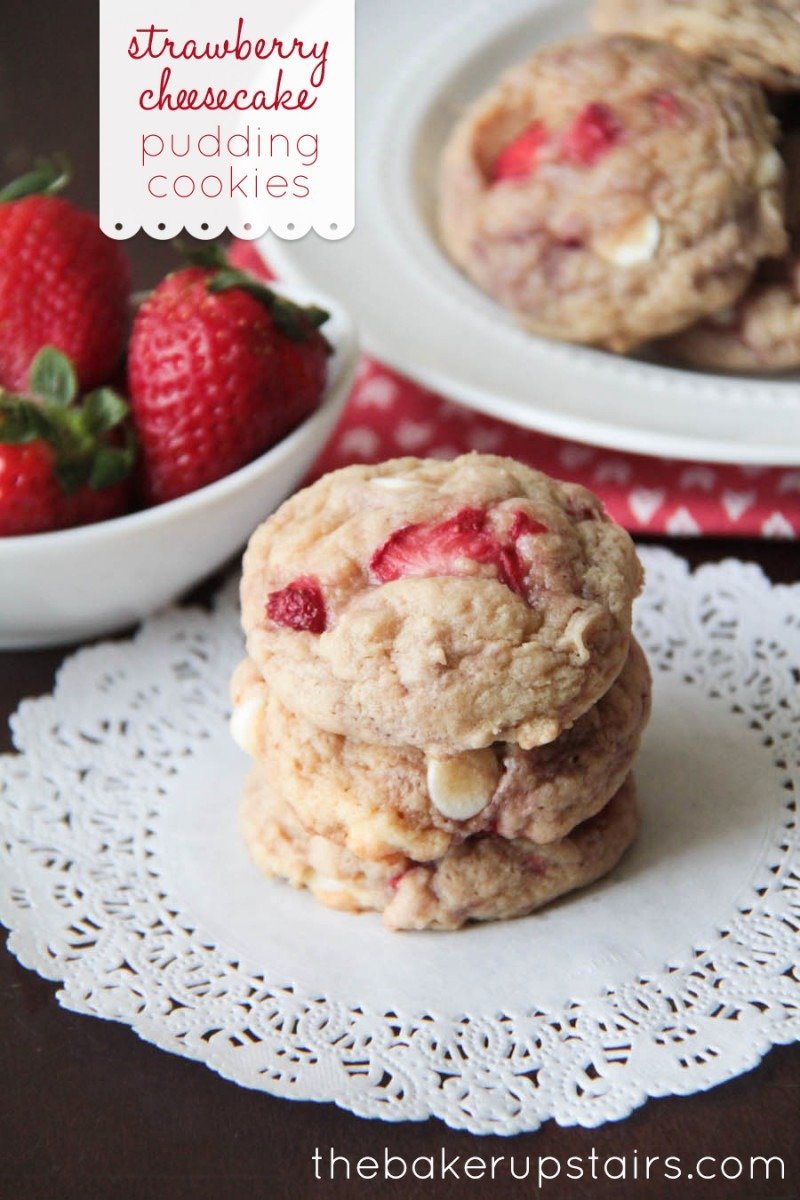 The Baker Upstairs  Strawberry Cheesecake Pudding Cookies