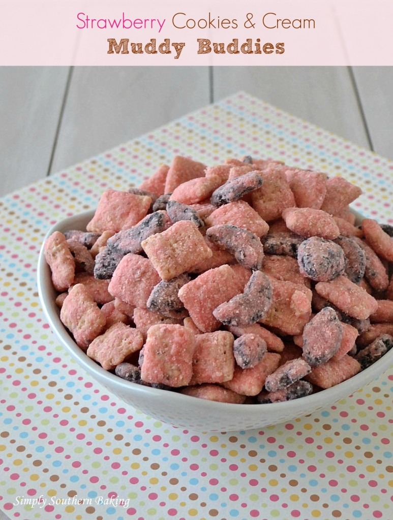 Strawberry Cookies And Cream Muddy Buddies