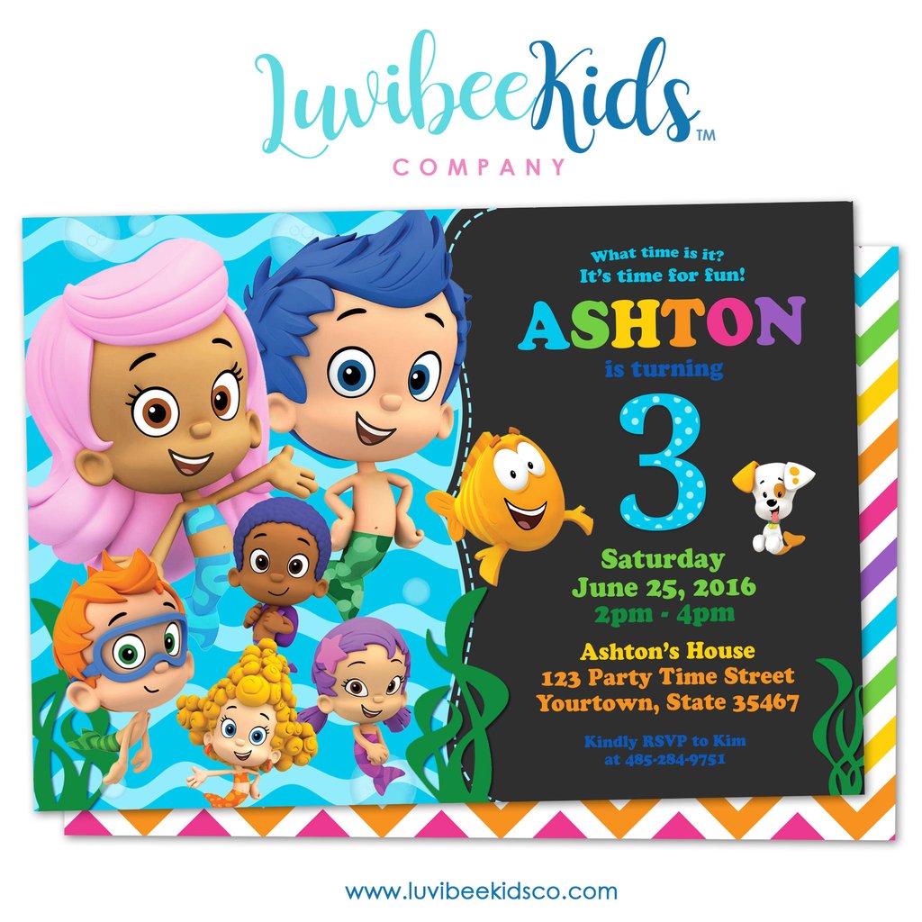 Untitled Layer X New Bubble Guppies Party Invitations