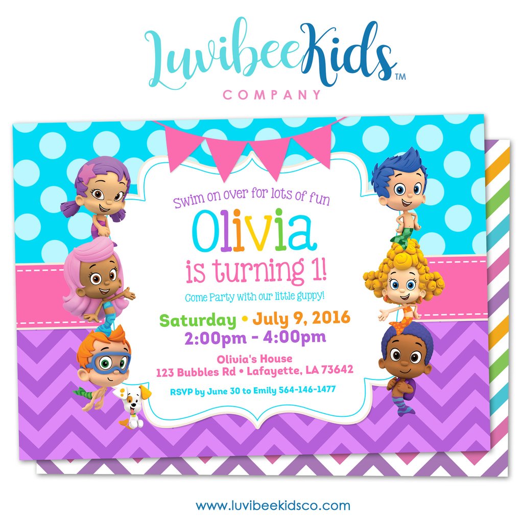 Untitled Layer X Nice Bubble Guppies Party Invitations