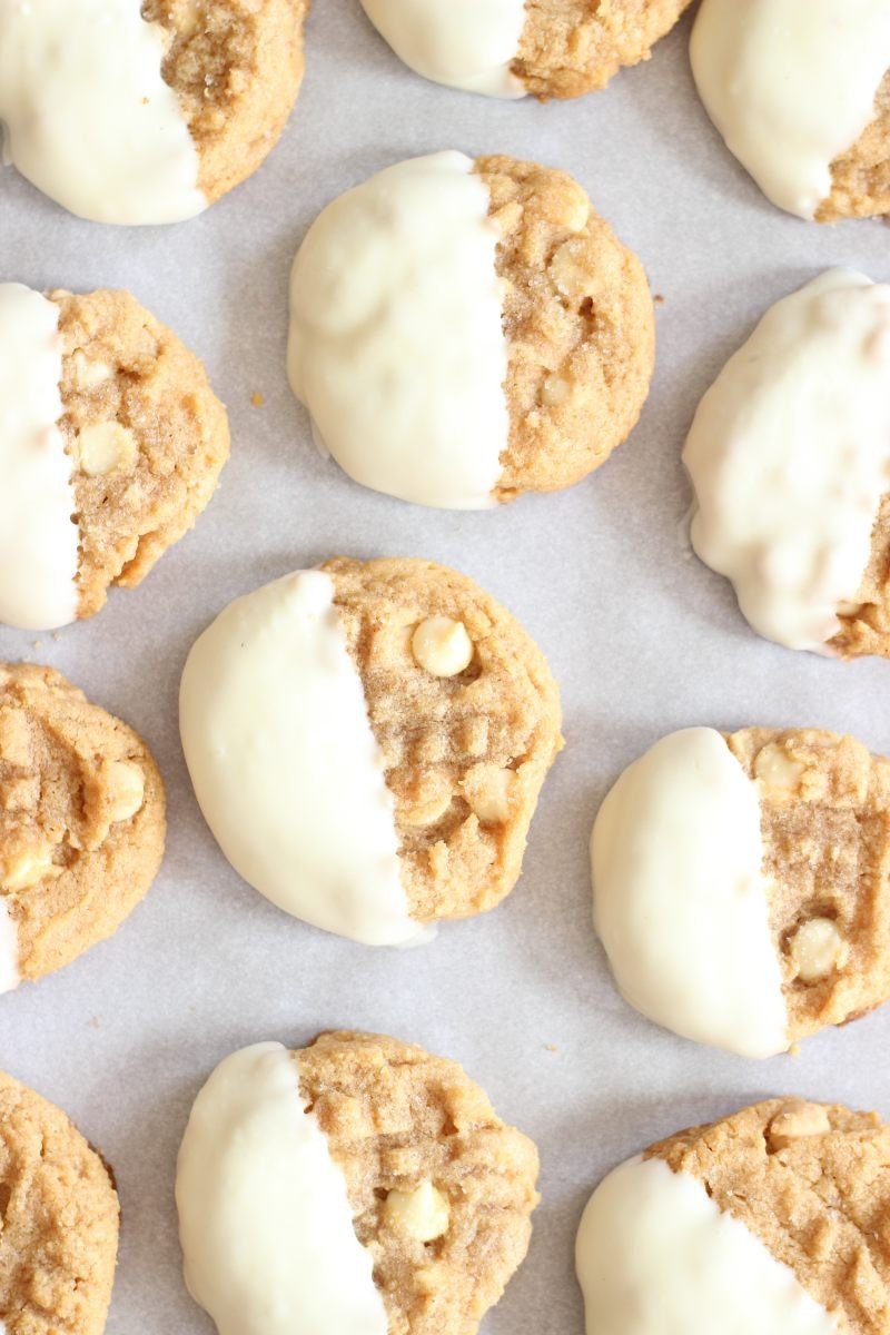 White Chocolate Dipped Peanut Butter Cookies