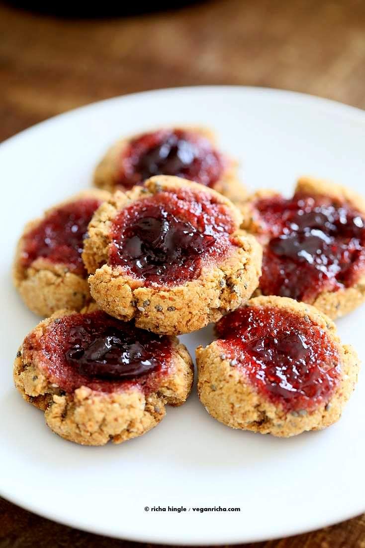 Cherry Almond Thumbprint Cookies