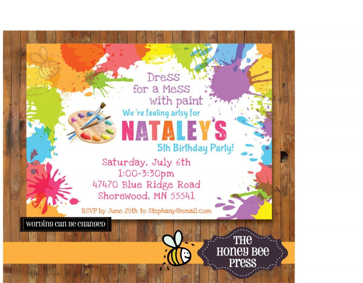 Art Party Invitation, Splatter Paint Birthday Party Invitation