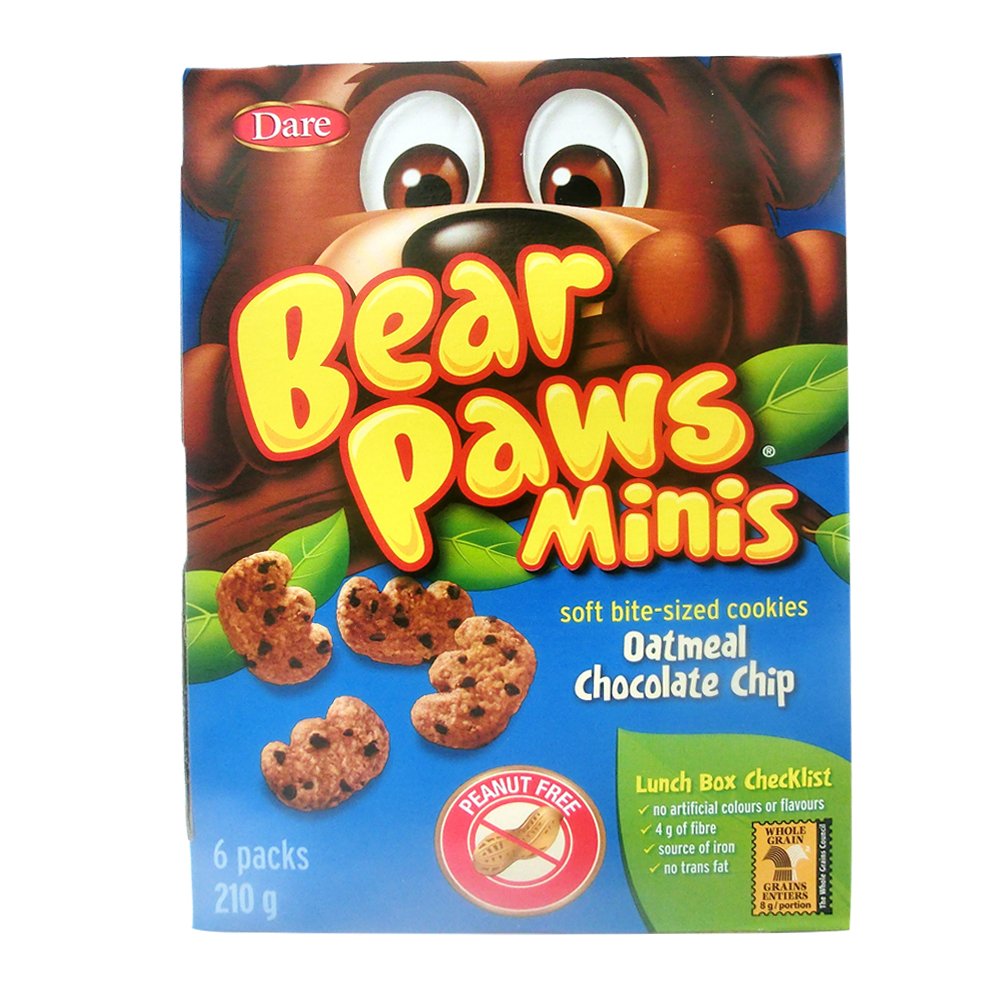 Amazon Com  Dare Bear Paws Minis, Oatmeal Chocolate Chip Cookies