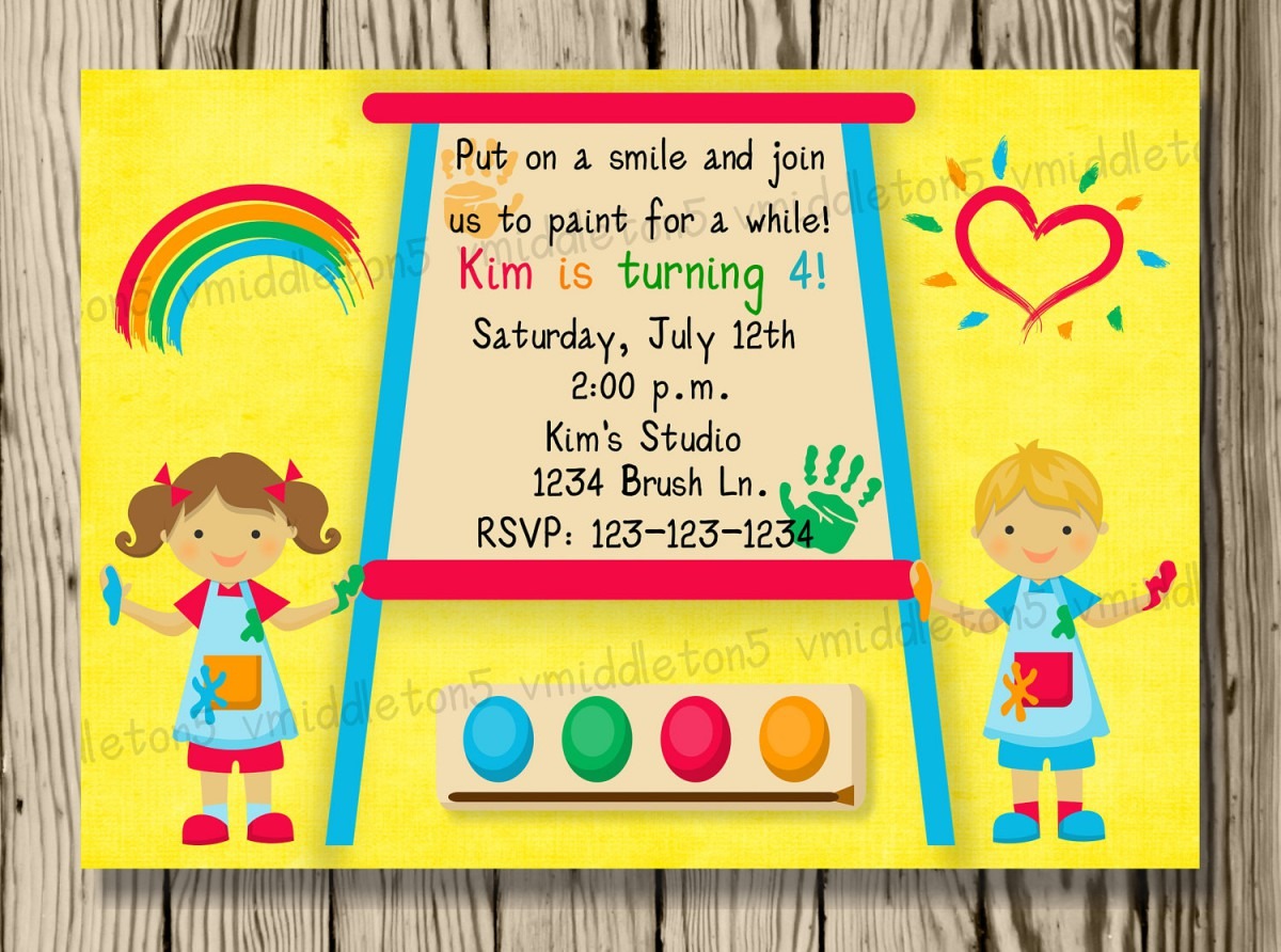 Art Birthday Party Invitations Art Birthday Party Invitations And