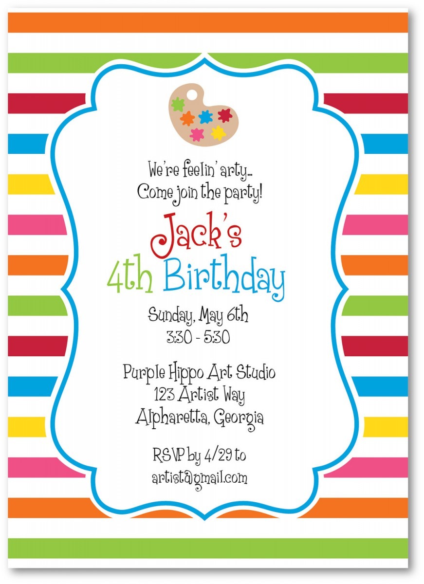 Art Party Invitations Art Party Invitations Accompanied By