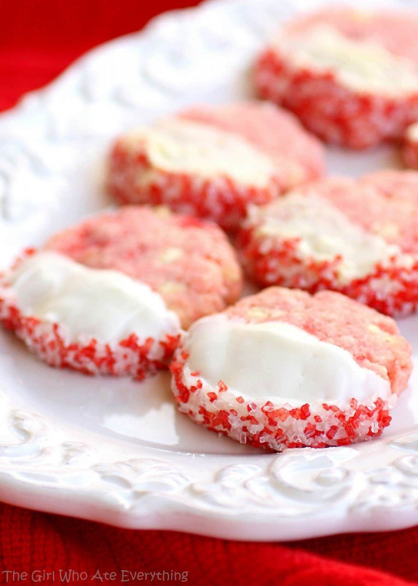 White Chocolate Cherry Almond Shortbread Cookies