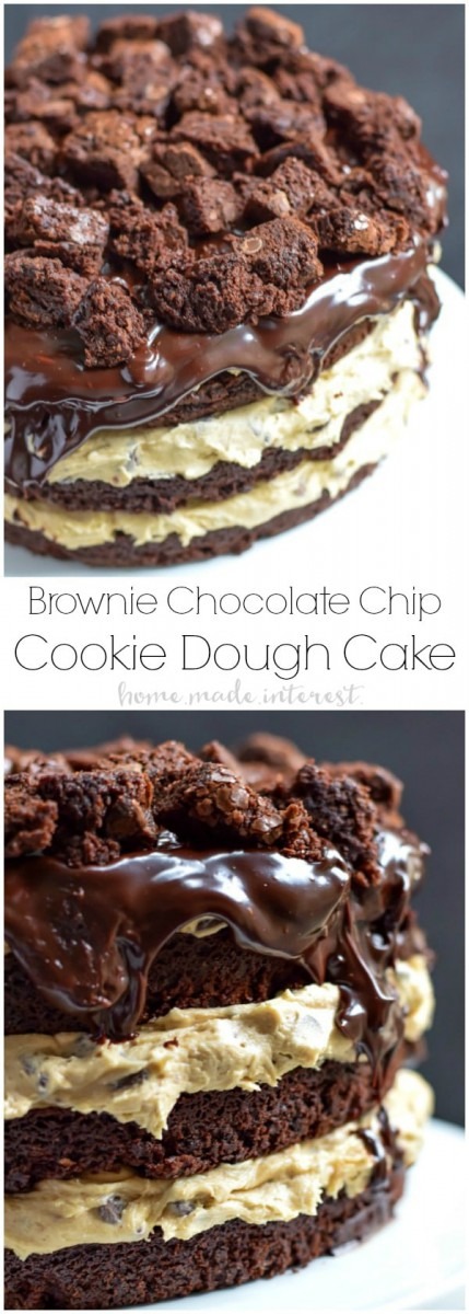 Brownie Chocolate Chip Cookie Dough Cake