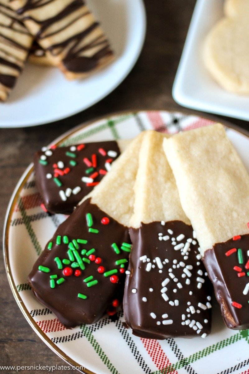 Chocolate Dipped Shortbread Cookies Â» Persnickety Plates