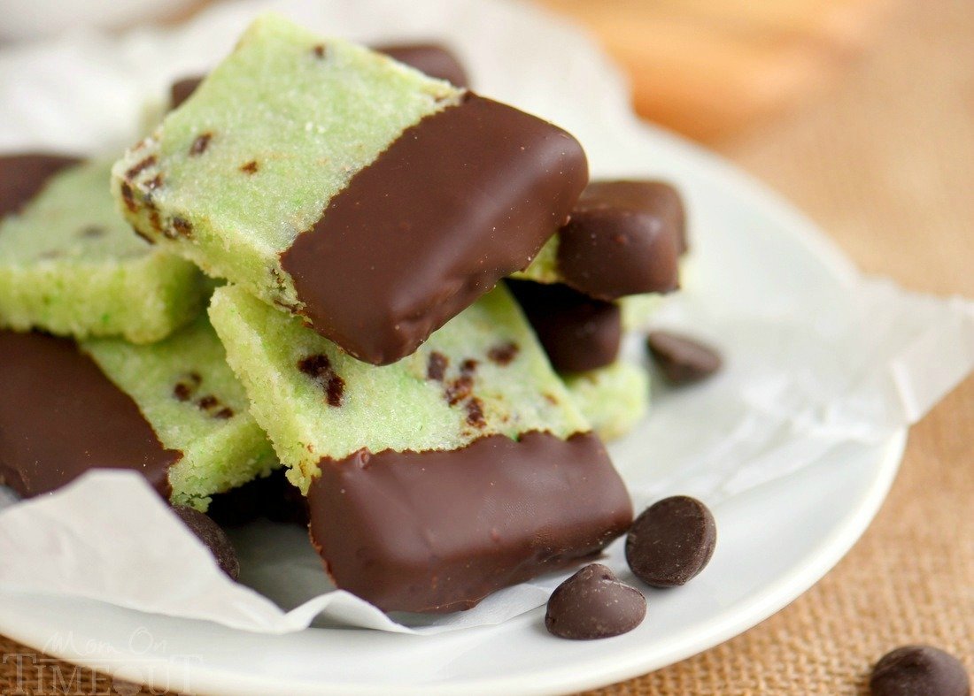 Chocolate Dipped Mint Shortbread Cookies