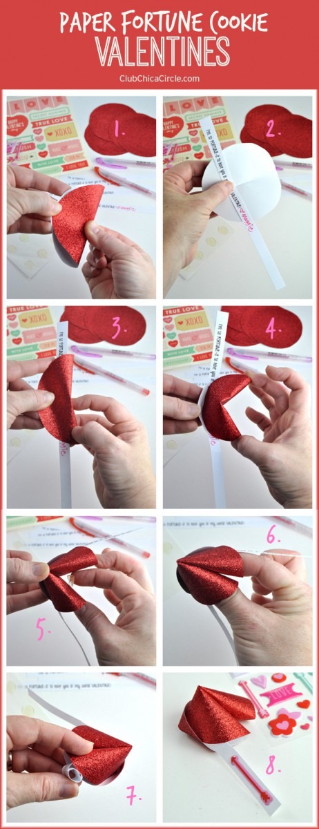 Paper Fortune Cookie Valentines
