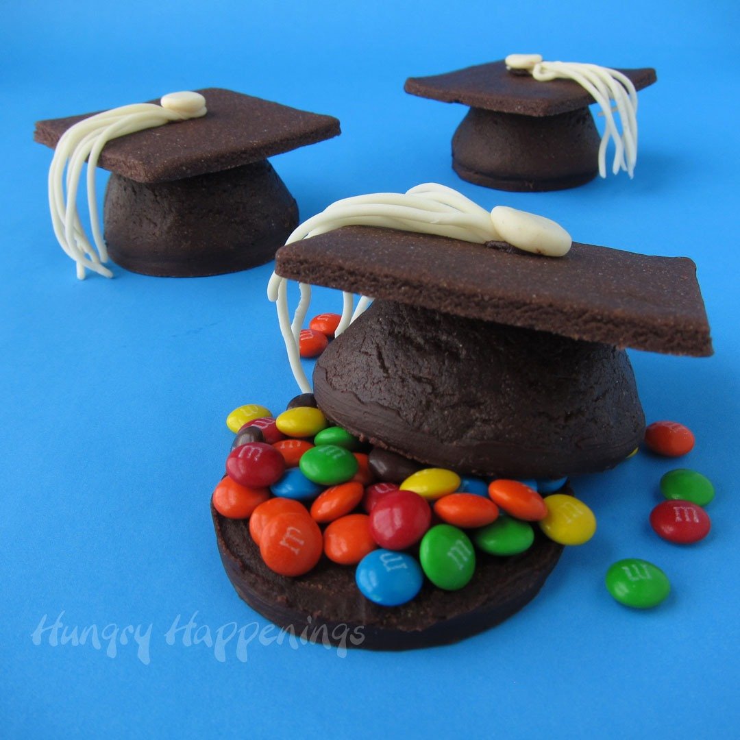 Candy Filled Chocolate Graduation Cap Cookies