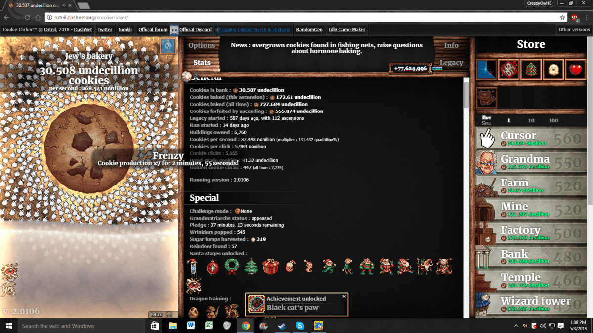 Finally Got 7,777 Golden Cookies Last Week   Cookieclicker