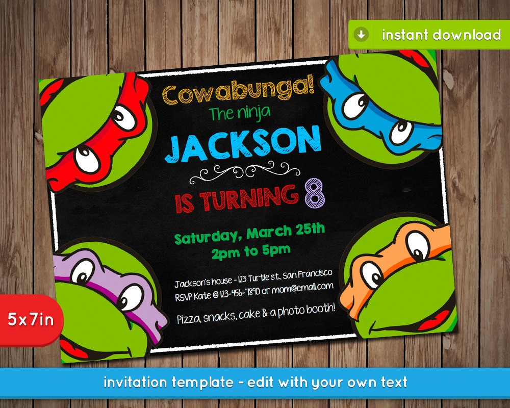 Teenage Mutant Ninja Turtles Invitation Tmnt Printable