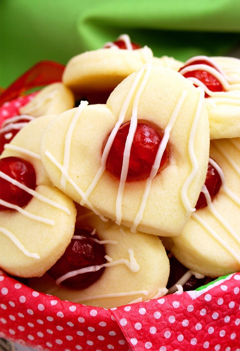 Valentine's Maraschino Cherry Shortbread Cookies