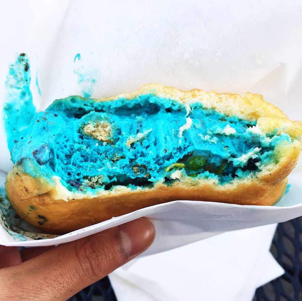 Milky Bun With Cookie Monster Ice Cream And Fruity Pebbles