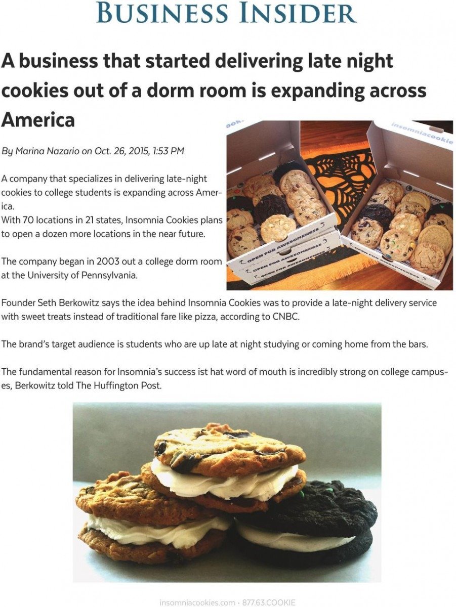 Insomniacookies Com Cookie Press Contact Megan Bruton Sr  Director