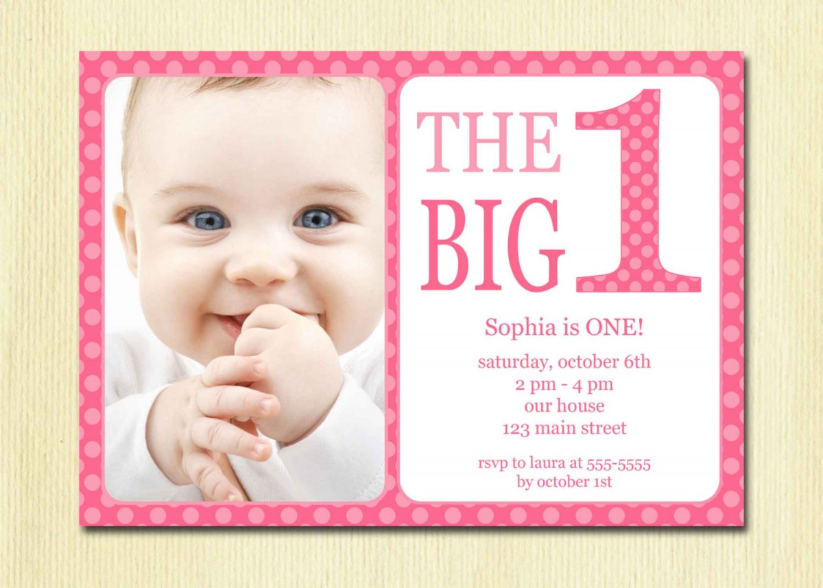 Polkadot Pink St Invitation Template Best One Year Birthday Party