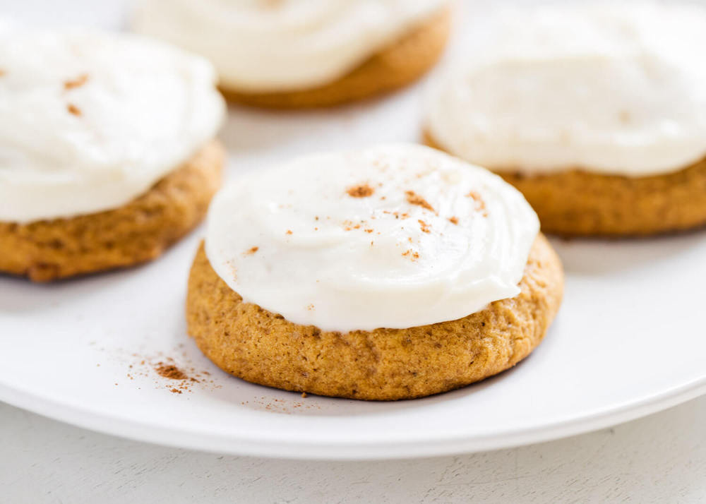 Soft Pumpkin Cookies With Caramel Frosting