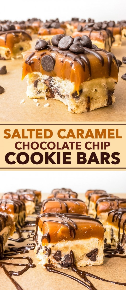 Salted Caramel Chocolate Chip Cookie Bars