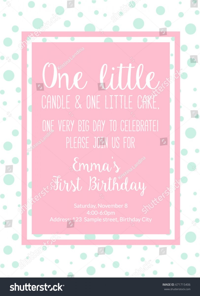 First Birthday Invitation Girl First Birthday Stock Vector