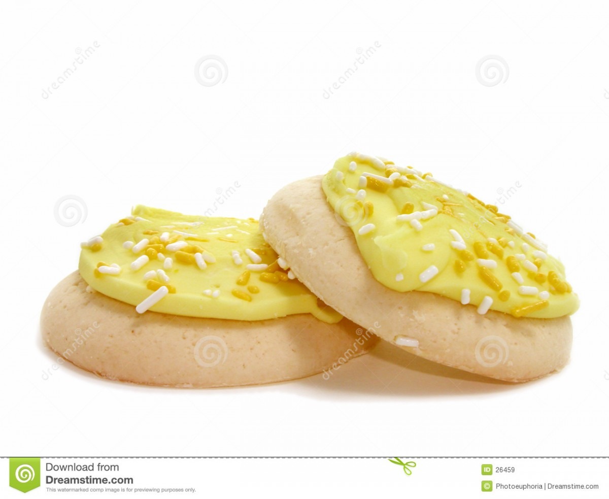 Two Lemon Frosted & Sprinkled Sugar Cookies Stock Image