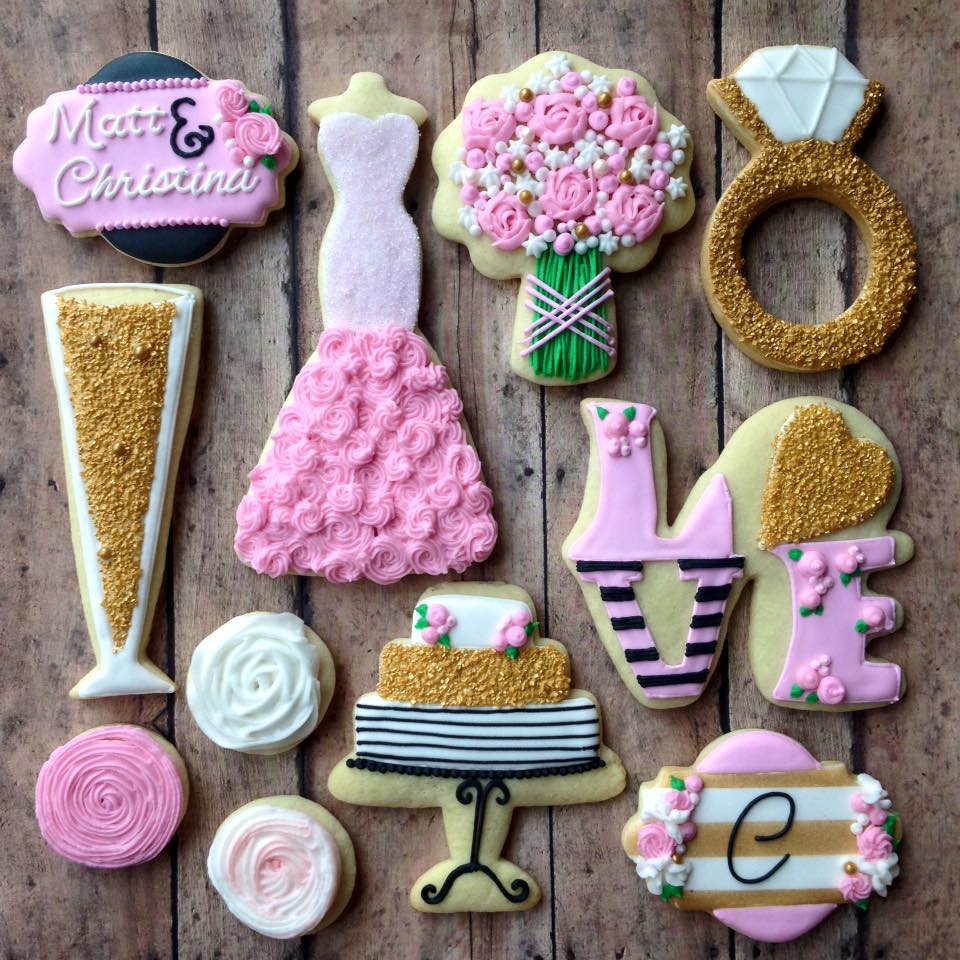 Kate Spade Inspired Wedding Cookies
